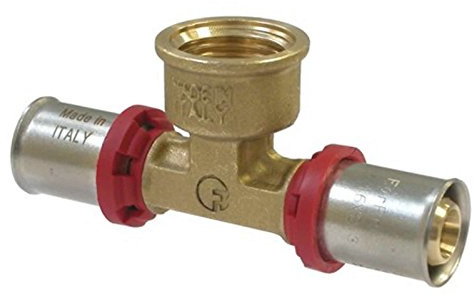 TEE A PRESSARE PER TUBO MULTISTRATO 16 X 1/2 F X 16