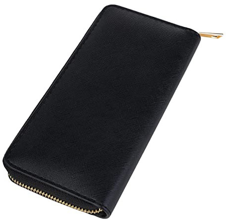DonDon Damen Geldbeutel Geldbörse Portemonnaie unifarben schwarz