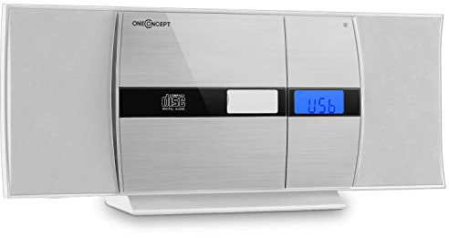 oneConcept Radio Portatile con Lettore CD HiFi, Radio FM e impianto Stereo Casa AUX + 2 Altoparlanti Integrati, Display LCD, Telecomando, Sveglia, MP3 e Ingresso SD, Impianto Hi Fi Stereo Casa Potente