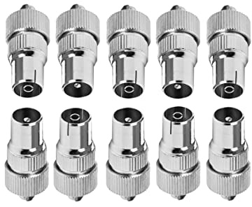 SoSupplies 5 X Female 5 X Male Tv Aerial Connector Plug/Socket Aerial Coaxial Coax Cable