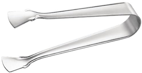 Olympia Mini-Eiszange aus Edelstahl – Zuckerzange 10,5 cm/4 Zoll, Silber, spülmaschinenfest, kleine Servierzange, glatte Backen, gerilltes Design, gewerbliche oder private Nutzung, CR563