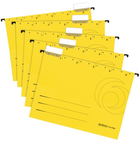 Herlitz 5874672 Hängemappe 5er Packung, Farbe gelb