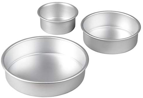 Wilton Aluminum Round Cake Pan Set, 3-Piece for Tiered Cakes, Durable, Even Heating, Rust-Resistant, Professional Bakeware, 4, 6, 8 in., Package May Vary