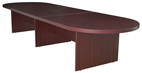 Regency Legacy 12 ft Racetrack Laminate Conference Table with 1 Charging Port, Durable Construction, Scratch-Resistant Surface, and Modern Design for Professional Office Workspaces - Mahogany