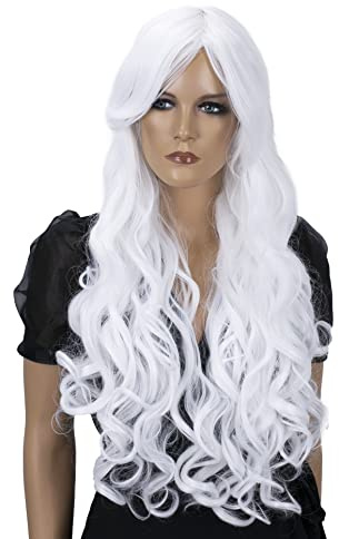 CAISHA 80cm Perücke Fasching Halloween Cosplay Party Wig Weiß CP12a
