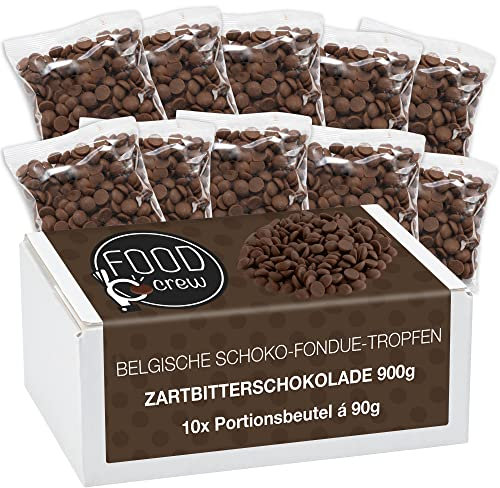 Food Crew Pépites de Chocolat 900g - Entier Belge pour Fondue - Délice Fondant Régal pour Fontaine de Chocolat et Kits de Fondue (Chocolat Noir)