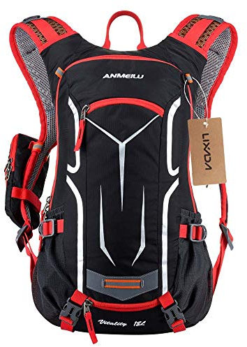 Lixada Fahrradrucksack 18L, Damen Herren Leichter Kleiner Tagesrucksack Wasserdicht Wanderrucksack Sportrucksack MTB Rucksack Skirucksack mit Regenschutzkappe Helmabdeckung 5.5 inch Handytasche