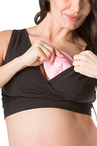Fishers Finery Maternity Nursing Bra Comfort Washable w/Nursing Pad Set(Blk, S)