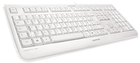 CHERRY KC 1068, UK Layout, QWERTY Keyboard, Easily Disinfectable, Waterproof Wired Keyboard, Whisper-Quiet Keystrokes, White-Grey