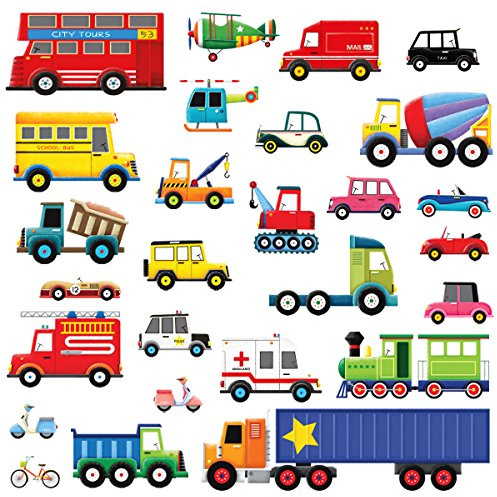 DECOWALL DS8-1605 27 Transporter Bilar Fordon Väggdekal Väggdekor Väggdekoration för Vardagsrum Sovrum Barnrum Babyrum
