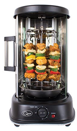Quest 34020 Electric Rotisserie Grill/Kebab Machine with 7 Skewers / 21 Litre Roasting Capacity / 60 Minute Timer/Sliding Glass Door/Auto Shut-Off / 1500 W