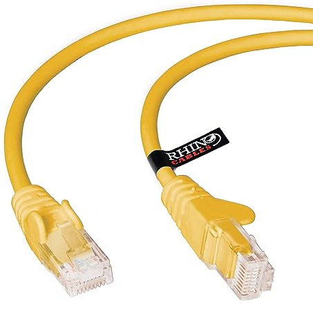 rhinocables CAT 5e High-Speed Ethernet Cable - Reliable LAN Network RJ45 Cable for Fast Internet & Data Transfer | Durable WiFi Broadband Cable for Gaming & Streaming, (1.5m, Yellow, Pack of 1)