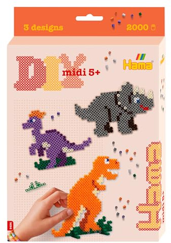 Hama Beads Set Dino Hanging Box, Arts and Crafts Fuse Beads for Boys and Girls Ages 3+, Official Beads Set