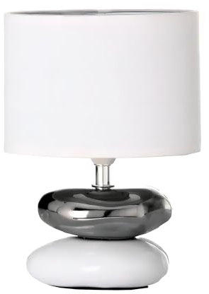 Lampada da comodino moderna, colore: argento/bianco, in ceramica