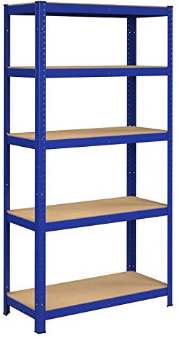 SONGMICS Schwerlastregal, Lagerregal, Kellerregal, 40 x 90 x 180 cm, bis 875 kg belastbar, 5 verstellbare Ablagen, Regal aus Metall, Steckregal, Werkstattregal, Keller, Garage, blau GLR40Q