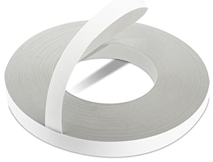 WoodPress® Canto de melamina Blanco Mate 22mm preencolado, 50 m | Rollo profesional de canto flexible con cola termofusible para fabricar y rematar muebles, armarios y estantes; para planchar