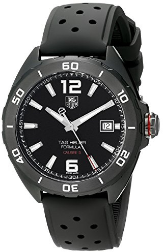 TAG Heuer Formula-1 WAZ2115.FT8023 Orologio analogico automatico da uomo con cinturino in gomma nera e cassa in titanio, Nero, Formula 1