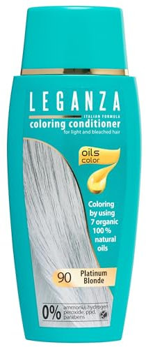 LEGANZA | Bálsamo Colorante Natural para el Cabello Color Rubio Platino Nº 90 | Tinte Sin Amoniaco | Enriquecido con Aceites Naturales | baño de color | cubre canas | 150ML