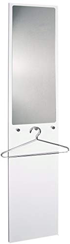 HAKU Möbel Wandgarderobe Chrom, weiß, MDF, Metall, Spiegel - Maße: B 35 cm x H 190 cm x T 7 cm, Style: Modern