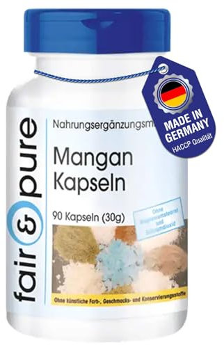 Fair & Pure® - Gélules de manganèse 4mg - véganes - sans stéarate de magnésium - 90 gélules
