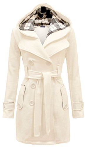 NOROZE Womens Long Sleeve Belted Button Fleece Coat (18, Cream)