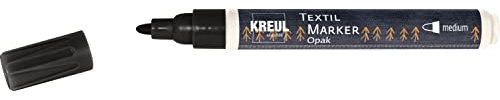 KREUL 92772 - Marcatore tessile medio opaco, nero, con punta a proiettile, larghezza del tratto da 2 a 4 mm circa, pennarello opaco per tessuti per disegnare tessuti chiari e scuri