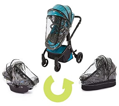 guzzie+Guss 3-in-1 Rain Cover, Fits Most Bassinets, Car Seats, and Pod Style Stroller Seats, Raincover Features Quick-Access Zipper Door and Side Ventilation