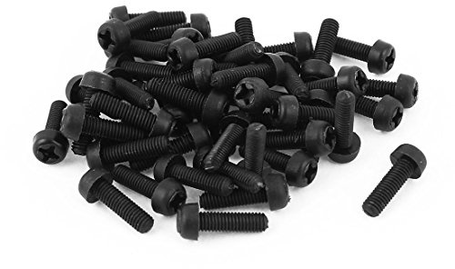 sourcing map 50Stk M3 x 10mm Kunststoff Kreuzschlitz Flachkopf Maschinenschrauben schwarz DE de | M3 x 10mm, Kunststoff