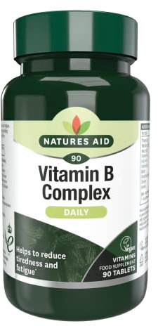 Natures Aid Vitamin B Complex 90 Tablets – High Potency – Supports Energy Metabolism, Nervous System, Brain & Immune Function – Vegan, Gluten Free, Non-GMO – Overall Wellbeing Supplement