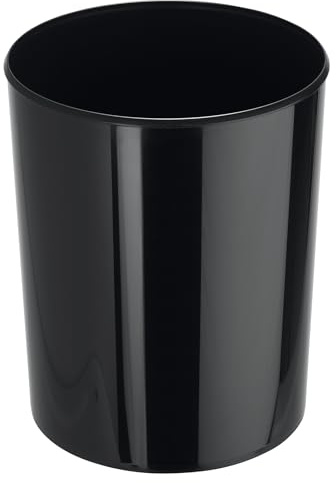 HAN Design-Papierkorb i-Line, eleganter Abfalleimer, hochglänzender und stylischer Mülleimer für das moderne Büro, 20 Liter Volumen, 18200-13, schwarz