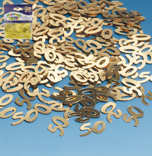 Goldenes Konfetti Zahl,50 Tüte 15 gr. Inhalt Tischdeko Deko Geburtstagskonfetti Metallickonfetti