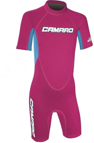 CAMARO, muta Toddler Reactor Spring per il nuoto, in neoprene, a maniche corte, di colore rosa, per bambine, 10 (140-147)