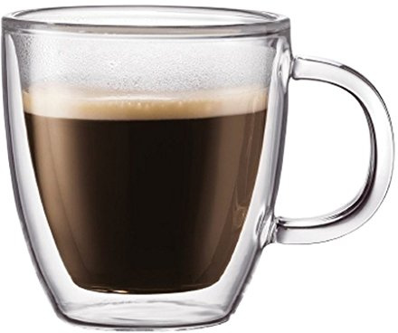 Bodum Bistro - Double Wall Thermo Glass Espresso Mug - For Hot and Cold Drinks - Transparent - Pack of 2 - 0.15l, 5oz