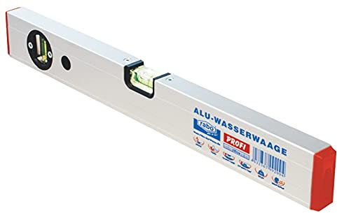 rabo Alu-Wasserwaage 200 cm „Profi“ – Aluminium-Hohlprofil 50×23 mm, justierbare Libellen, 0,5 mm/m Messgenauigkeit, natureloxiert, stoßgeschützt, Made in Germany
