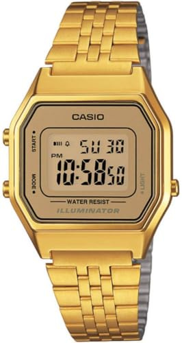 CASIO Damen-Armbanduhr Digital Quarz Edelstahl LA-680WG-9