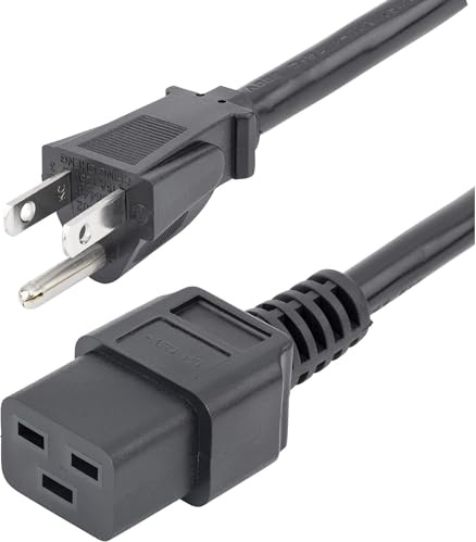 StarTech.com 10ft (3m) Heavy Duty Power Cord, NEMA 5-15P to C19 AC Power Cord, 15A 125V, 14AWG, Computer Power Cord, Heavy Gauge Power Cable for PDUs and Network Equipment, UL Listed (PXT515191410)