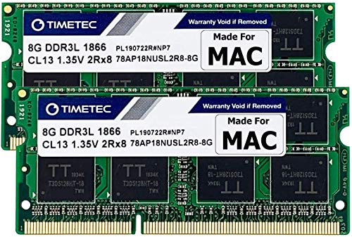 Timetec 16GBKit (2x8GB) Compatible con Apple iMac Finales de 2015 (27 Pulgadas con Pantalla Retina 5K) DDR3L 1867 MHz/1866 MHz PC3L-14900 2Rx8 CL13 1,35 V 204 Pines SODIMM módulo de Memoria Mac RAM
