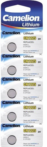 Camelion 13005225 - Lithium Knopfzellen-Batterie CR1225 mit 3 Volt, 5er Set, Kapazität 50 mAh, für verschiedenste Geräte- und Verbraucheranforderungen