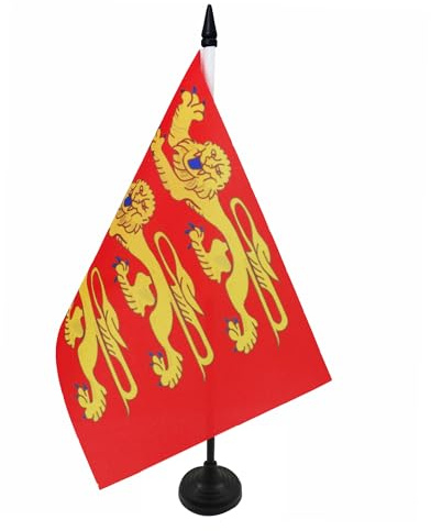 AZ FLAG Upper Normandy Table Flag 5'' x 8'' - French region of Haute-Normandie Office Decoration 100% Polyester 21 x 14 cm - Mini Desk Flag with Pole and Black Plastic Base