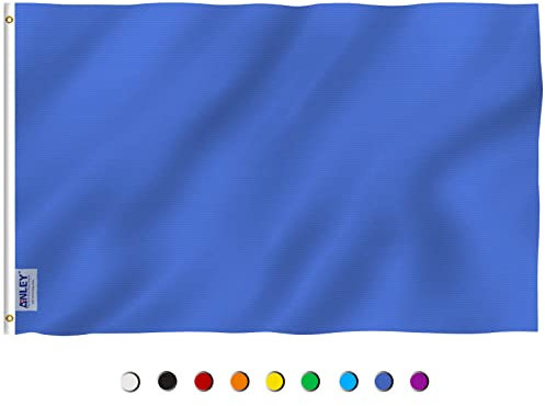 ANLEY Fly Breeze 3x5 Foot Solid Blue Flag - Vivid Color and UV Fade Resistant - Canvas Header and Double Stitched - Plain Blue Flags Polyester with Brass Grommets 3 X 5 Ft