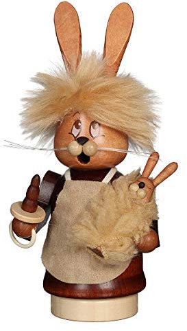 FVLFIL Räuchermännchen Miniwichtel Häsin mit Baby - 16cm