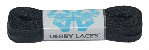 Solid Black 108 Inch Waxed Skate Lace - Derby Laces for Roller Derby, Hockey and Ice Skates, and Boots by Derby Laces