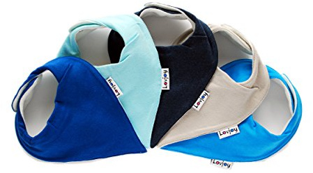 Lovjoy Bandana babyhalsduk, haklapp, triangulär halsduk, för 0–3 år, 5-pack (Tints of Blue)