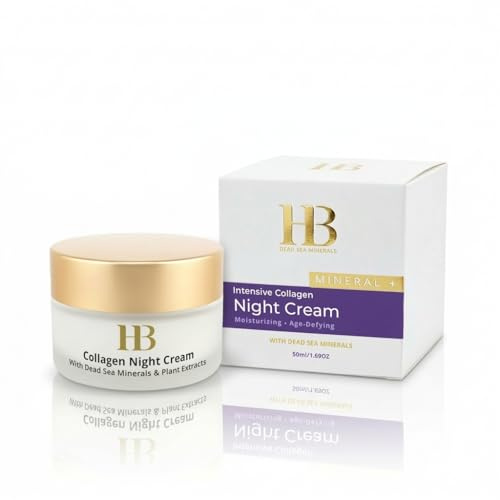 H&B Intensiv Nattkräm med Kollagen och Döda Havsmineraler – Anti-Aging Ansiktskräm med Vitamin C, E och B5, Aloe Vera, Ringblomma och Naturliga Oljor – Fukt och Näring för Alla Hudtyper – 50 ml