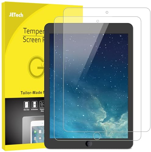 JETech Schutzfolie für iPad 6./5. Gen 9,7, Air 2/1 & Pro 9,7, 2 Stück | Für iPad 9,7 (2018/2017), iPad Air (2014/2013) & iPad Pro 9,7 2016, HD Klar, Kratzfestes Gehärtetes Glas Displayschutz
