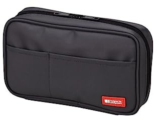 LIHIT LAB Large Capacity Zipper Pencil Case For School Office College, Big Capacity 4 Compartments Pencil Bag Holder Adults Teen Boys Girls, Travel Cosmetics Storage, Black (A7551-24)