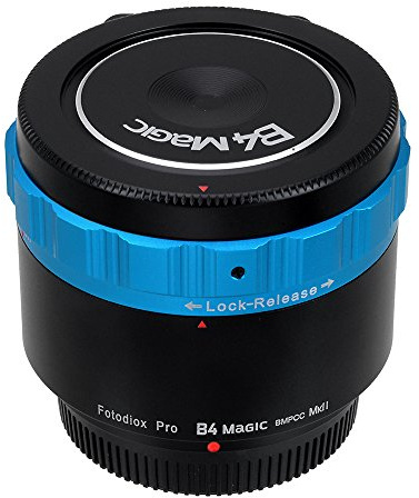 Fotodiox Pro B4 Magic Adapter for BMPCC - B4 (2/3) Lens to Black Magic Pocket Cinema Camera (BMPCC with Micro-4/3 mount) Adapter with Corrective Glass, Arca-Swiss Tripod Mount and Protective Metal Cap