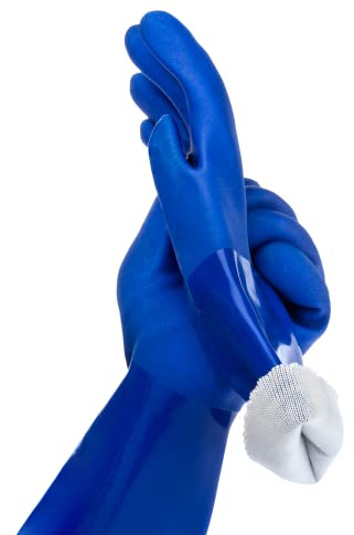 kitchen-star Ultimate Rubber Household PVC Gloves with Comfortable Cotton Lining, Anti-Slip surface, Kitchen Dishwashing, Extra Thickness, Kitchen Cleaning, Working, Painting, PetCare (X-Large, Blue)