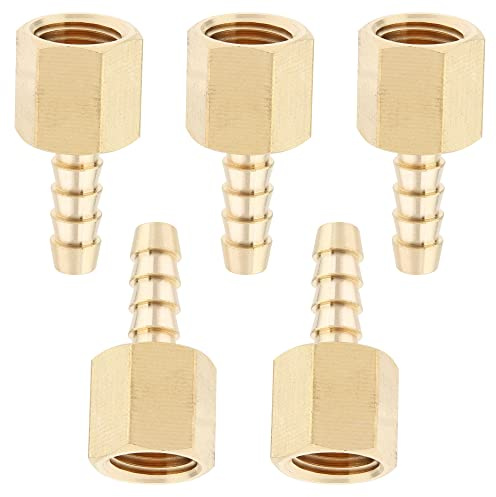 Sin Marca 1/4 Hembra BSPP x 1/4(6mm) Latón de hembra de adaptador/conector de manguera de lengüeta de combustible, gas, agua (5 piezas)