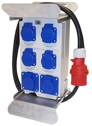 Stromverteiler 32A 400V- 230V FI Sicherung Baustromverteiler Steckdosenverteiler Verteiler